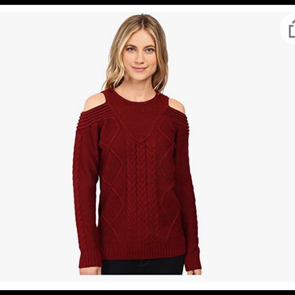 Brigitte Bailey French Cut cable knit cold shoulder sweater